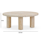 Amora Faux Travertine Indoor/Outdoor 32" Round Accent Table Model: TOV-OC54412